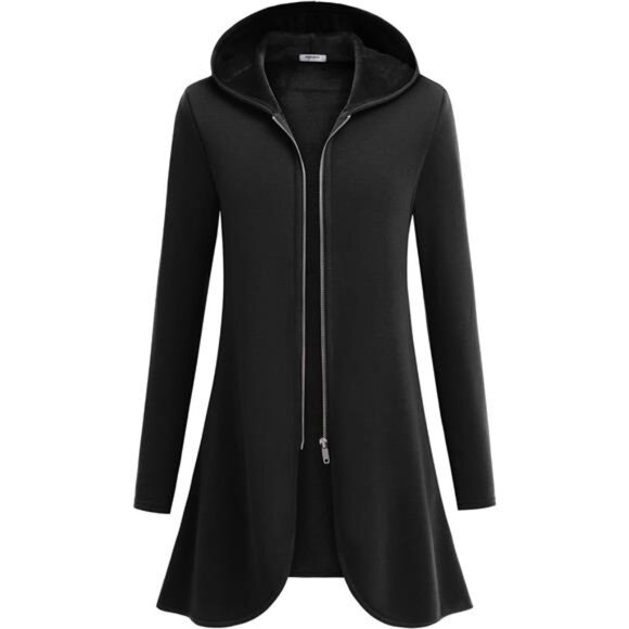 Women's Lightweight Zip-Up‎ Hoodie-Oversized Tunic Sweatshirt Cardigan w/ Pocket - Picture 1 of 7